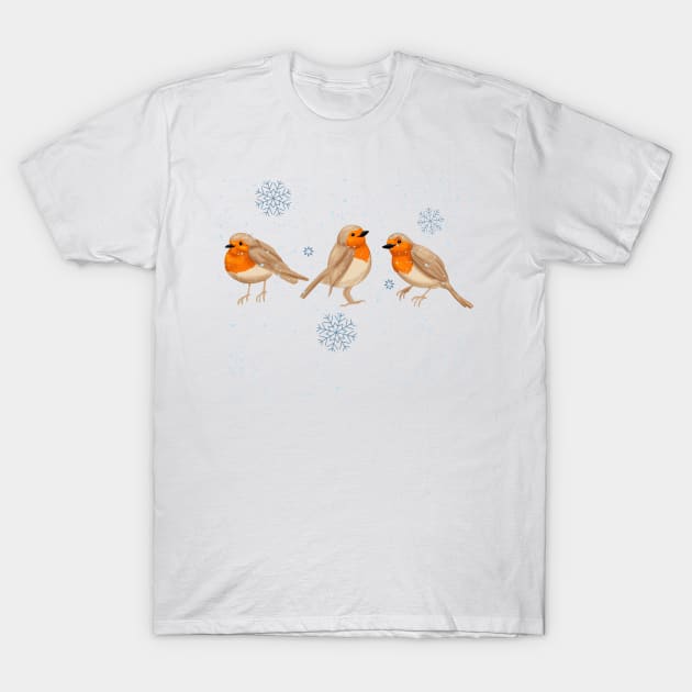 Winter Robins T-Shirt by claudiecb